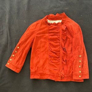 STEPHEN women suede leather cropped blazer jacket